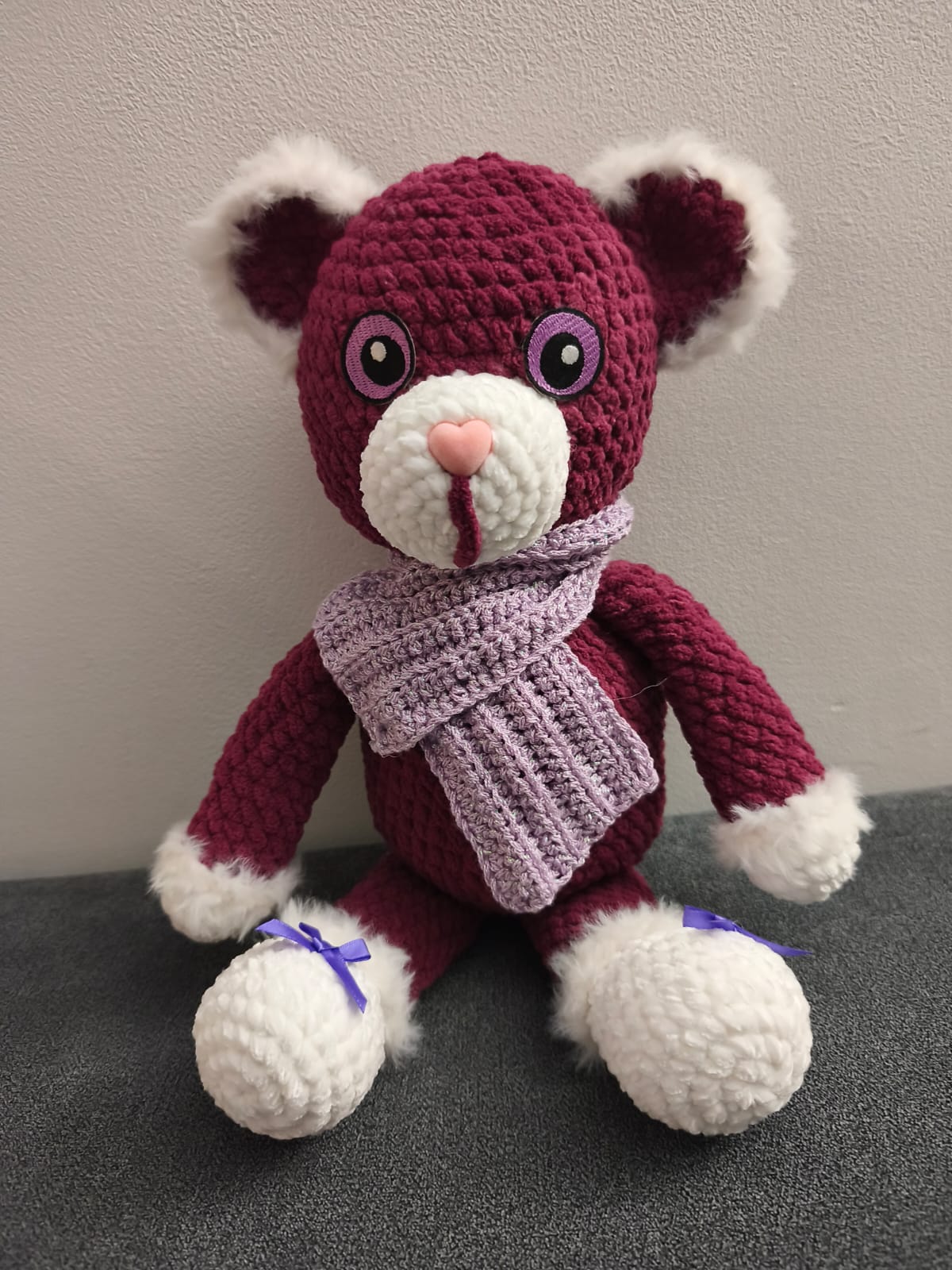 Pom le chat bordeaux - peluche artisanale faite main - photo 3