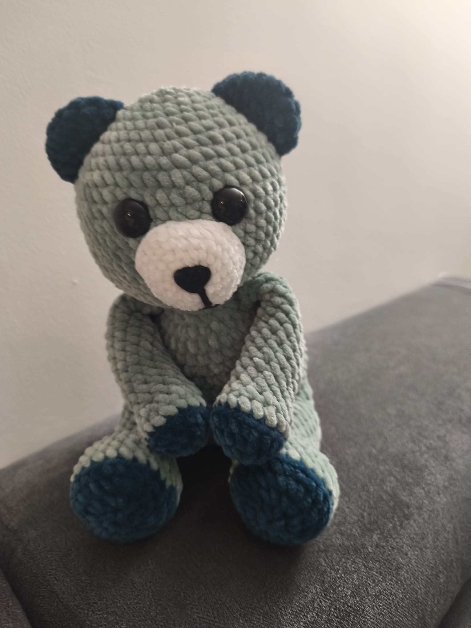 Cumulus l'ourson bleu - peluche artisanale faite main - photo 2